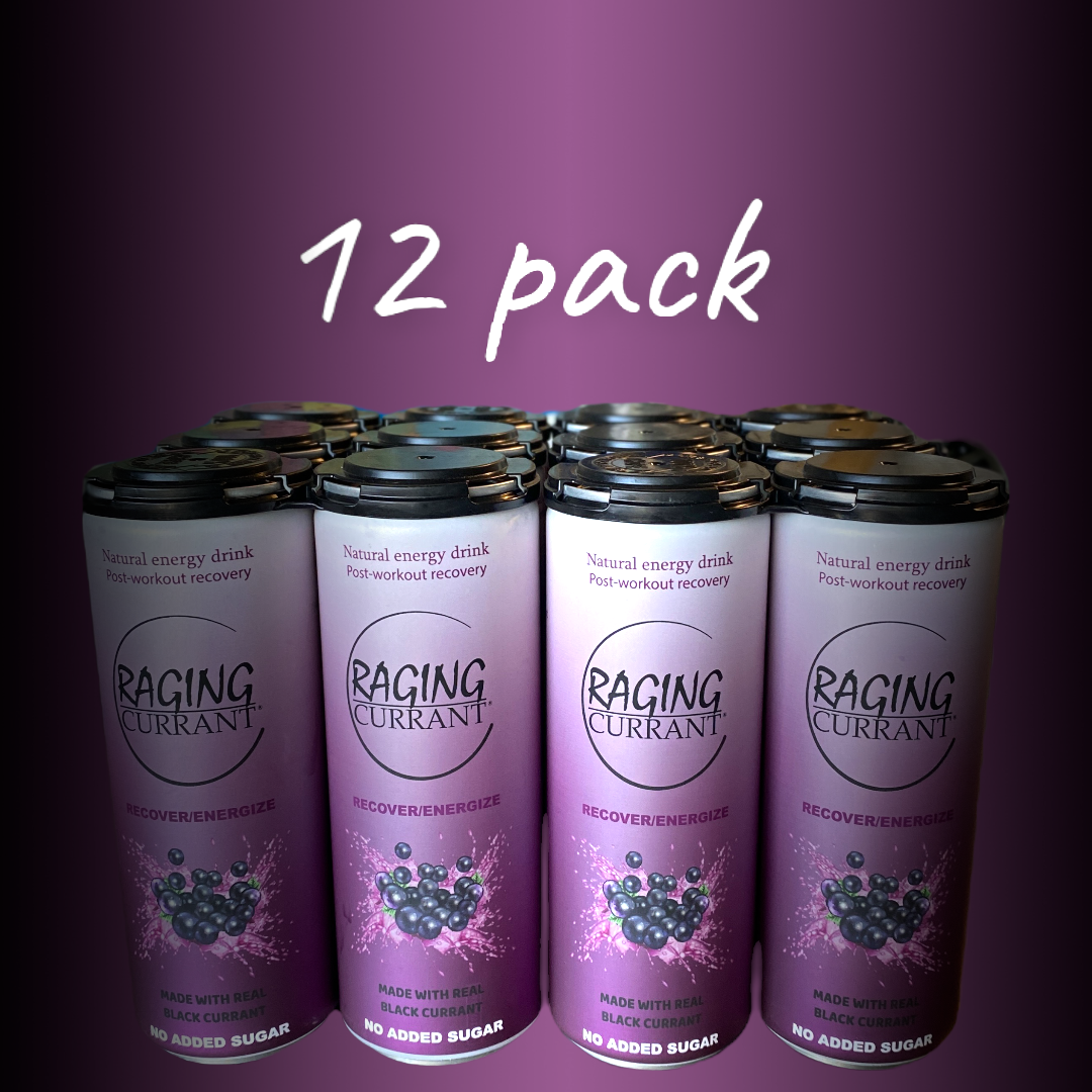 12 pack of 12oz Raging Currant natural energy drink
