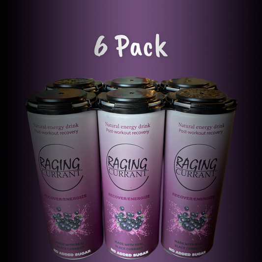 6 pack of 12oz Raging Currant natural energy drink